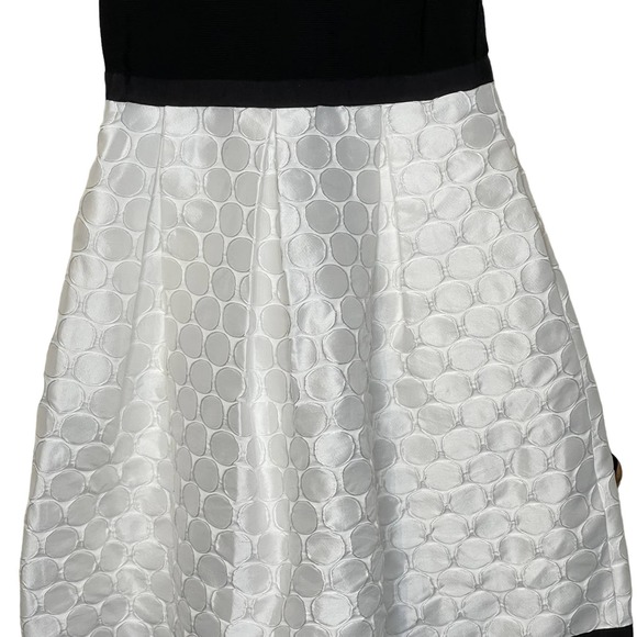 Carmen Marc Valvo Colorblock Fit & Flare Dress White Polka Dot Skirt Women 6 NWT - Picture 3 of 8